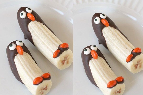 Pingüinos de banano y chocolate