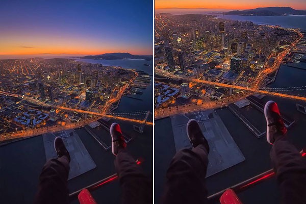 Capturando la ciudad desde el helicóptero