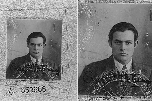 Foto de pasaporte de Ernest Hemingway