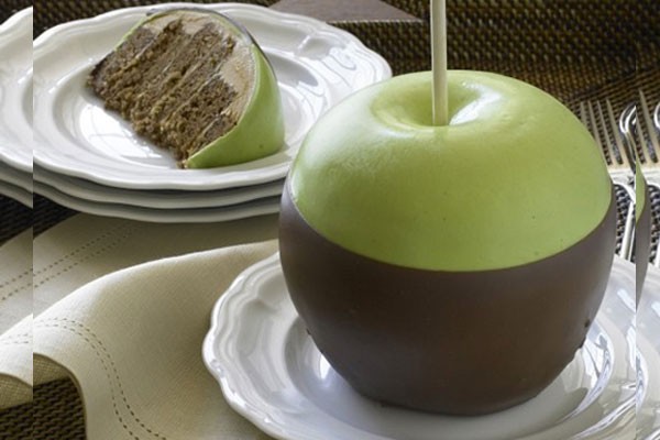 Pastel en forma de manzanas con chocolate