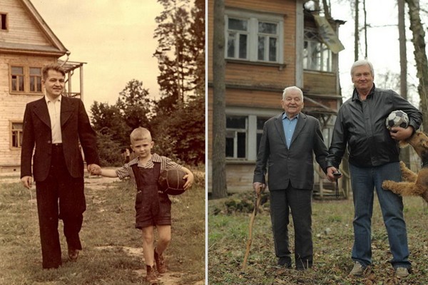 Padre e hijo con el tiempo