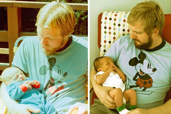 Padre, hijo y nieto con la misma playera