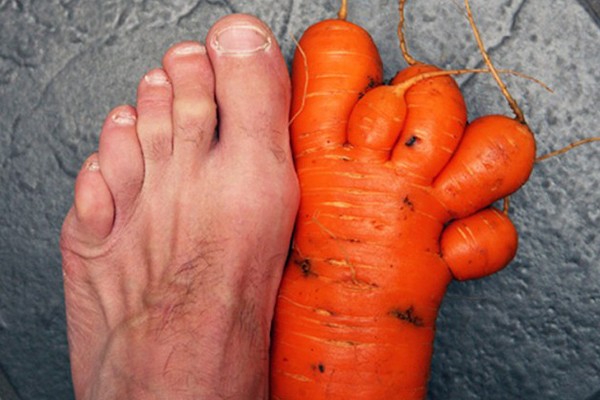Una zanahoria en forma de pie