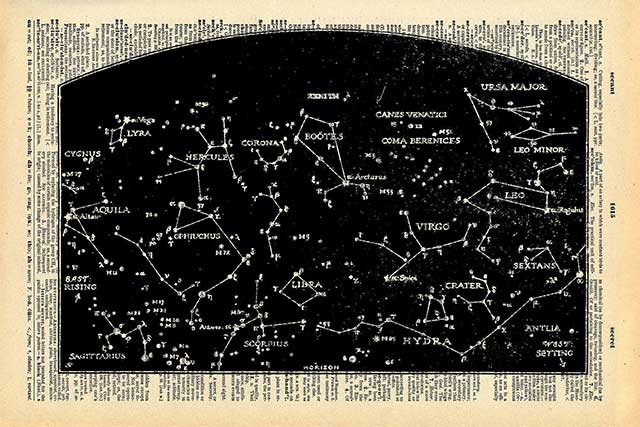 11. Impresión de un mapa de constelaciones vintage