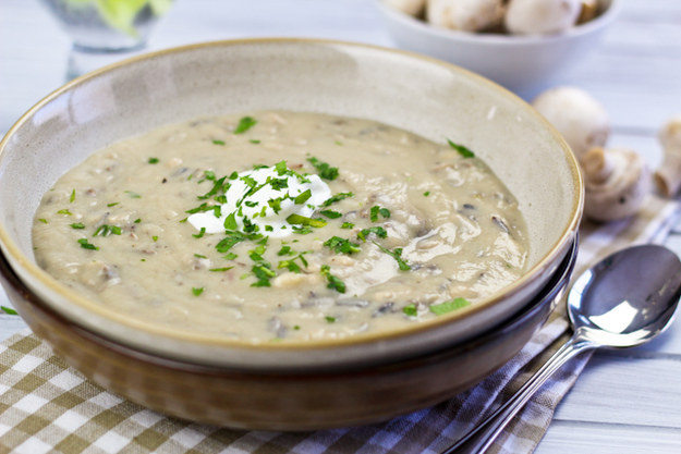 Crema de hongos y arroz