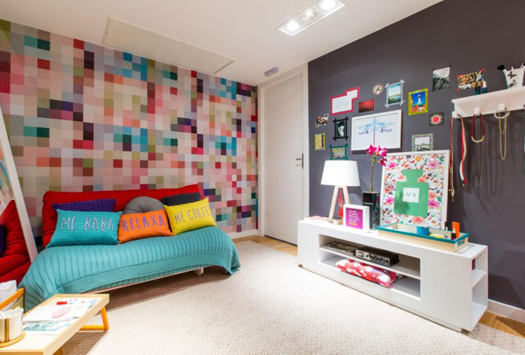 Una pared pixeleada le dará color a tu habitación