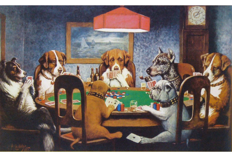 Perros jugando al póquer