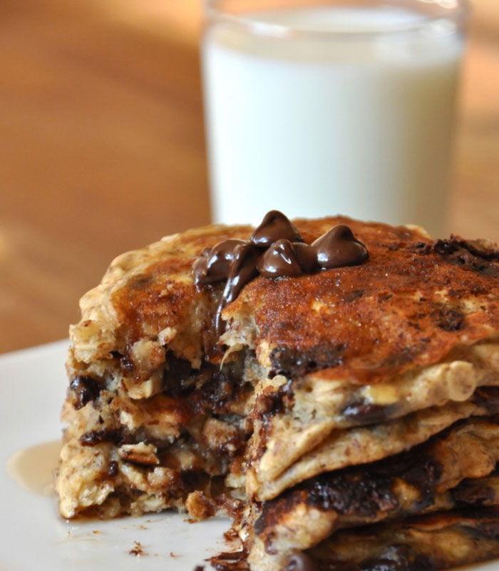 Panqueques de avena y chispas de chocolate