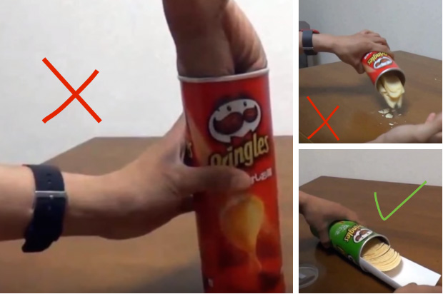 ¿Eres de los que intentan meter la mano en la lata de Pringles para alcanzar las papas o de los que las vierten?