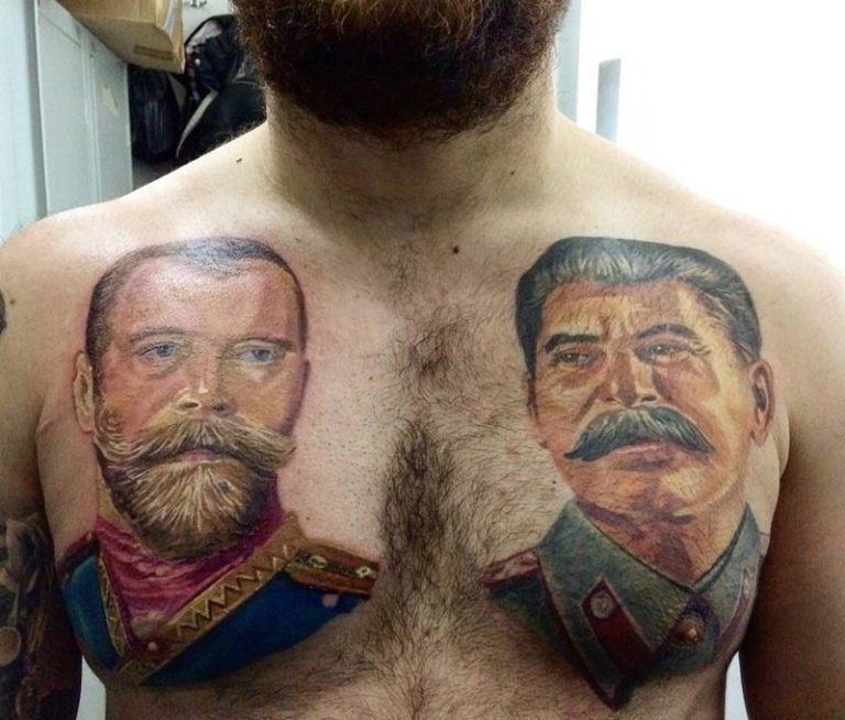 Tatuaje del Zar Nicolas II y Stalin