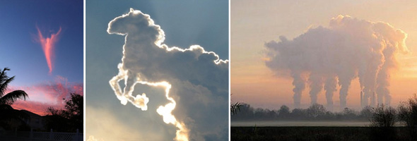 Naturaleza fantástica. Nubes con formas raras y curiosas.