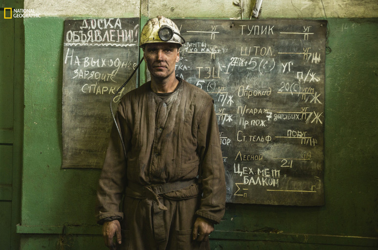 Minero de la mina de carbón en el ártico