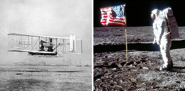 Llegamos a la Luna solo 66 años después que los hermanos Wright realizaran el primer vuelo con humanos