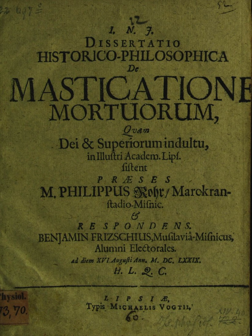 Masticatione Mortuorum in Tumulis