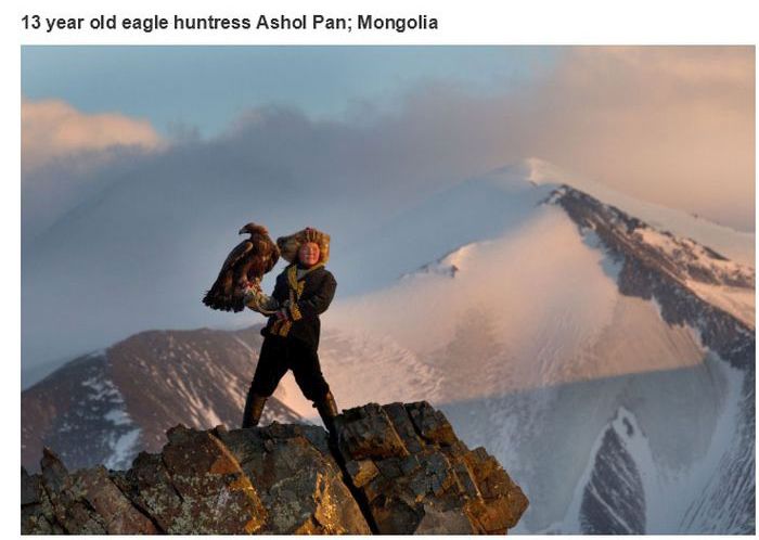 Una joven de 13 años que se dedica a cazar con águilas doradas