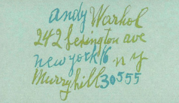 Tarjeta de Andy Wahrol