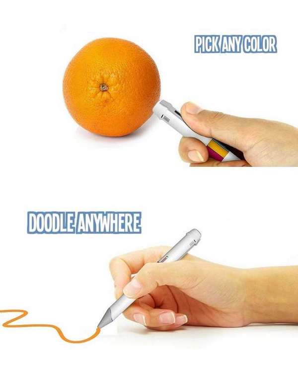 El crayón que abosrbe el color de objetos reales