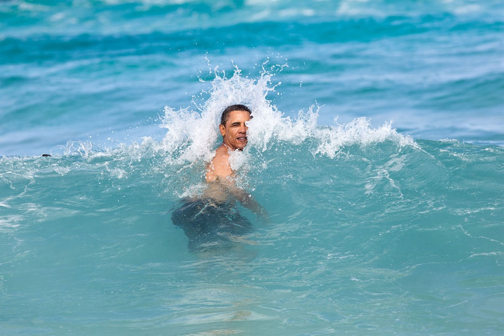 Barack Obama de vacaciones en la playa
