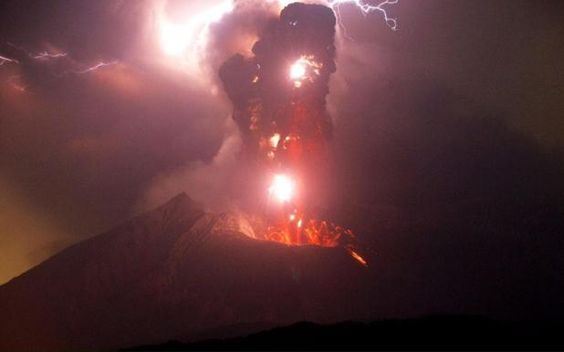 Erupción del volcán Sakurajima Japon. Abril 2017