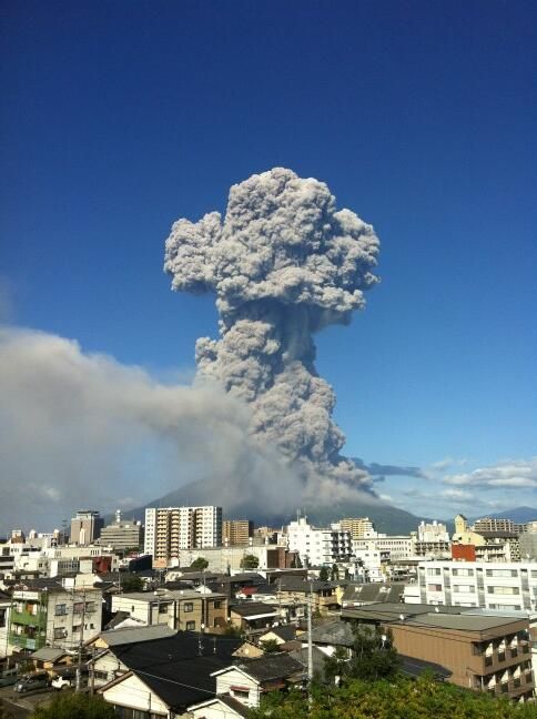 Erupción del volán Sakurajima Japon. Septiembre 2017