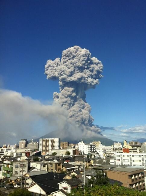 Erupción del volán Sakurajima Japon. Septiembre 2017