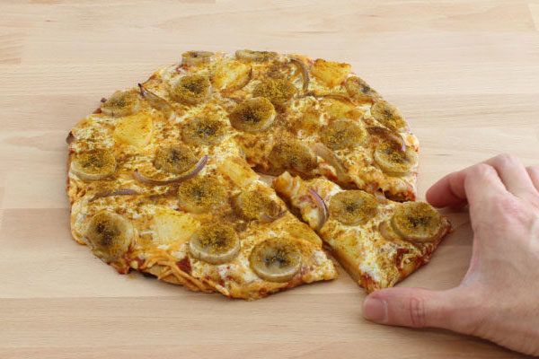 Pizza y banano o fresa