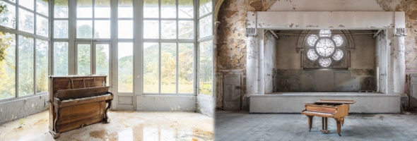 Hermosas fotografías de pianos en lugares abandonados