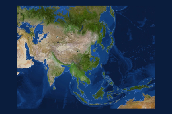 Mapa de Asia sin hielo polar
