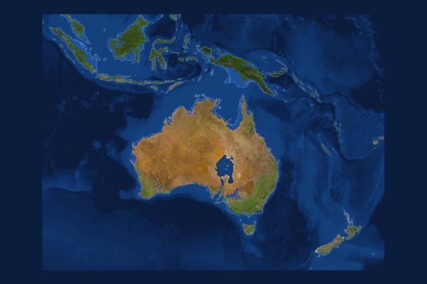 Mapa de Australia con hielo de los polos derretido