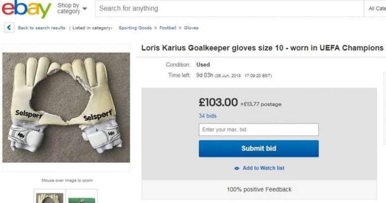 "Guantes de Loris Karius" en EbaY