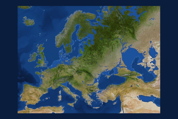 Mapa de Europa con hielo derretido