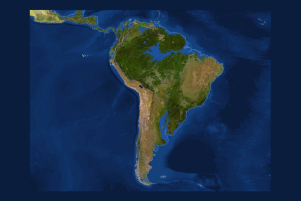 Mapa de América del Sur sin hielo glaciar