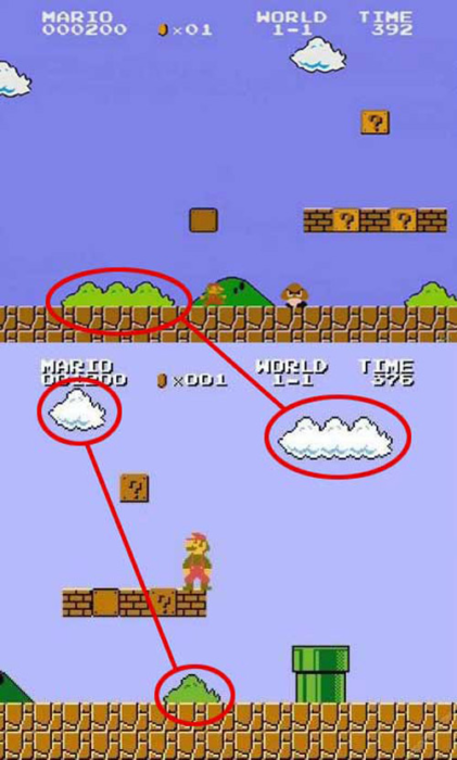 ¿Sabían que las nubes y los arbustos en Mario son iguales?